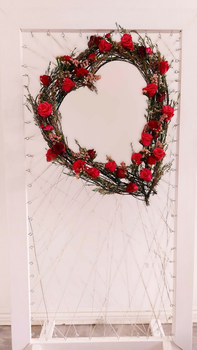 Elegant 6ft Rectangle Backdrop with Heart Centrepiece
