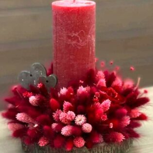 Elegant Dried Flower & Large Candle Table Arrangement - Image 2