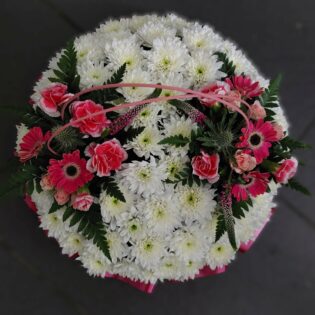 Graceful White & Pink Funeral Posy Pad Tribute - Image 2
