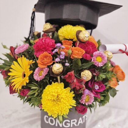 Graduation Celebration Flower Box – “Congratulations”
