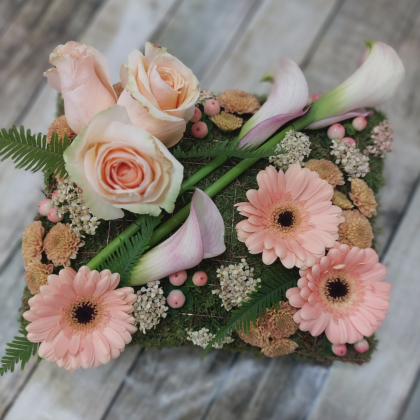 Peach & Blush Funeral Cushion – A Gentle Tribute of Love