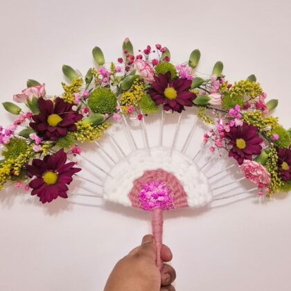 Modern Floral Fan Bouquet – Bridesmaid & Flower Girl